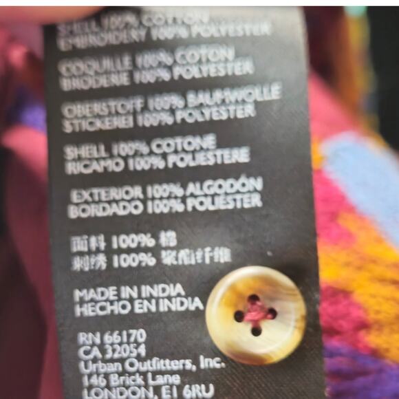 Anthropologie Maeve Embroidered Button Down Burgundy Size 6 - Picture 7 of 7